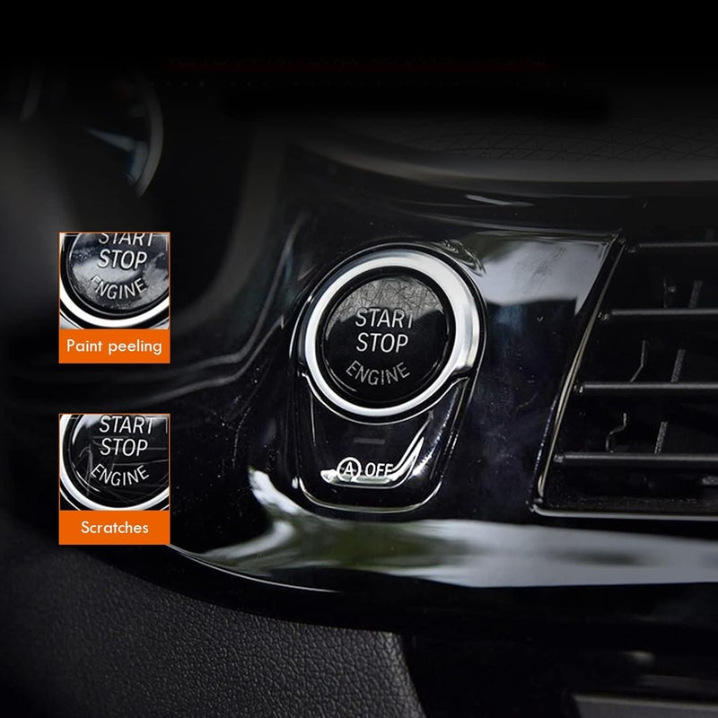 LIMBQS غطاء زر بدء وإيقاف لتبديل BMW F10 F11 F12 F13 F15 F16، ملصقات كروم لزر فرامل اليد لسلسلة 5 7 X5 (أسود) - Image 4